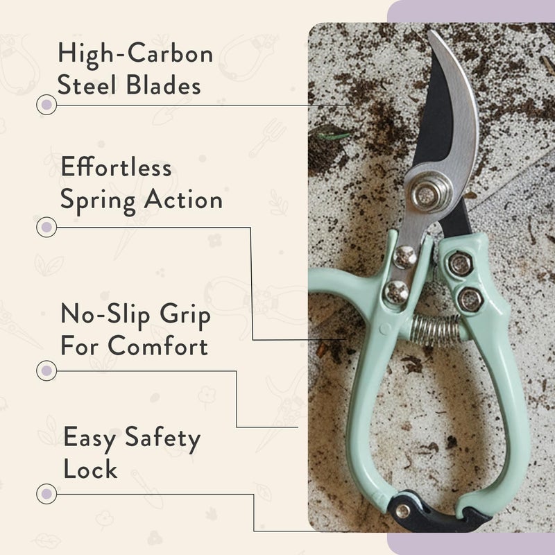 Modern Sprout Hand Pruners - Lightweight Pruning Shears W/Easy Lock- Gardening Scissors - Bypass Sharp Carbon Steel Blade - Rust Resistant - Garden Tools - Reusable Holster - Lavender - Image 4